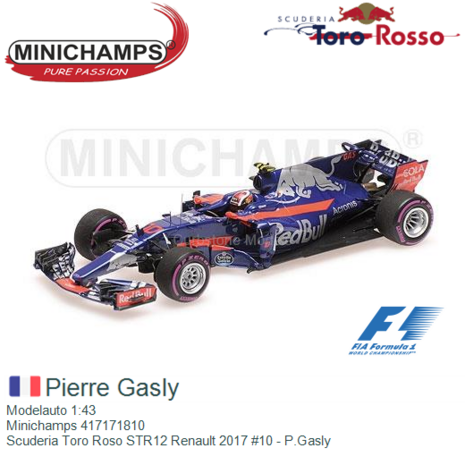 Modelauto 1:43 | Minichamps 417171810 | Scuderia Toro Roso STR12 Renault 2017 #10 - P.Gasly