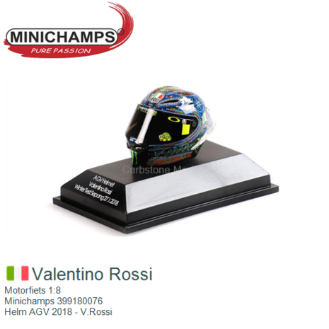 Motorfiets 1:8 | Minichamps 399180076 | Helm AGV 2018 - V.Rossi