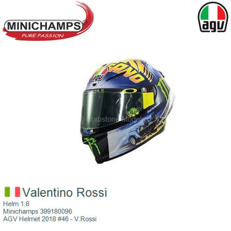 Helm 1:8 | Minichamps 399180096 | AGV Helmet 2018 #46 - V.Rossi