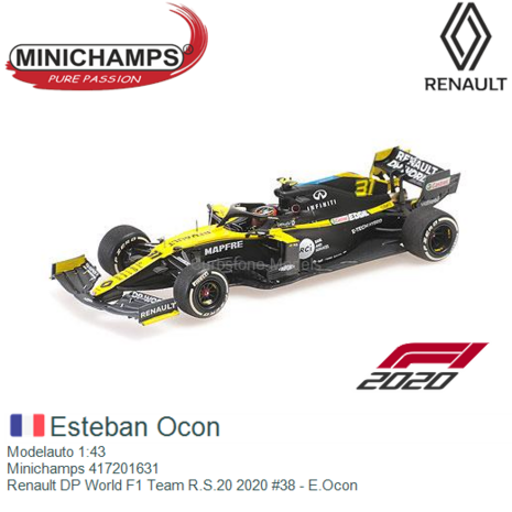 Modelauto 1:43 | Minichamps 417201631 | Renault DP World F1 Team R.S.20 2020 #38 - E.Ocon