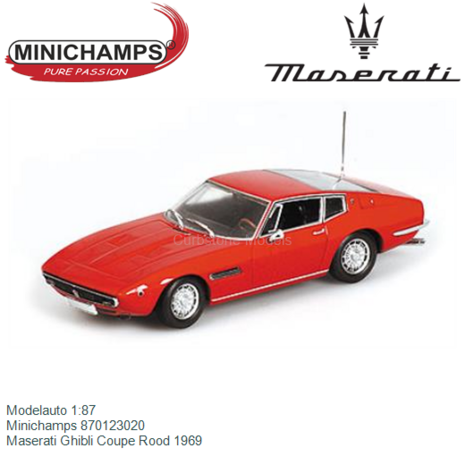 Modelauto 1:87 | Minichamps 870123020 | Maserati Ghibli Coupe Rood 1969