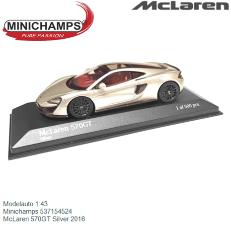 Modelauto 1:43 | Minichamps 537154524 | McLaren 570GT Silver 2016