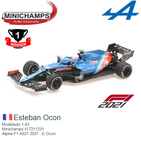Modelauto 1:43 | Minichamps 417211231 | Alpine F1 A521 2021 - E.Ocon