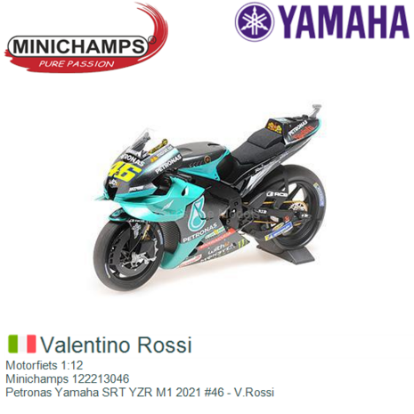 Motorfiets 1:12 | Minichamps 122213046 | Petronas Yamaha SRT YZR M1 2021 #46 - V.Rossi