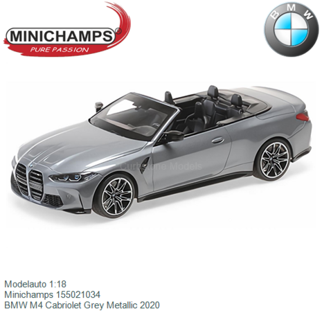 Modelauto 1:18 | Minichamps 155021034 | BMW M4 Cabriolet Grey Metallic 2020