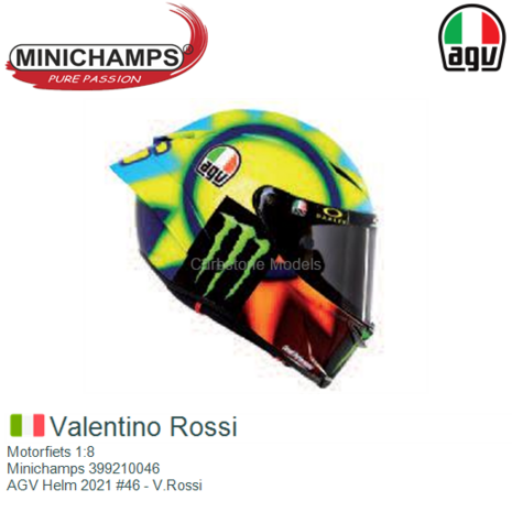 Motorfiets 1:8 | Minichamps 399210046 | AGV Helm 2021 #46 - V.Rossi