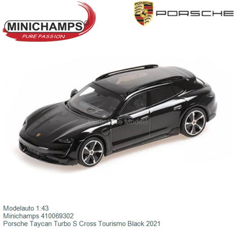 Modelauto 1:43 | Minichamps 410069302 | Porsche Taycan Turbo S Cross Tourismo Black 2021