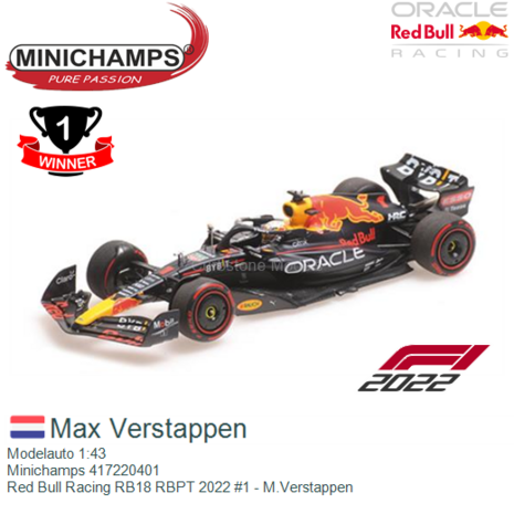 Modelauto 1:43 | Minichamps 417220401 | Red Bull Racing RB18 RBPT 2022 #1 - M.Verstappen