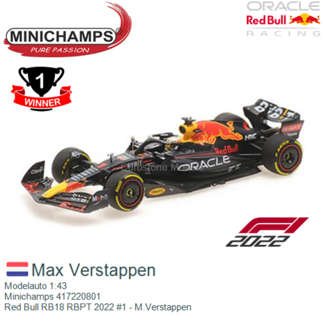 Modelauto 1:43 | Minichamps 417220801 | Red Bull RB18 RBPT 2022 #1 - M.Verstappen
