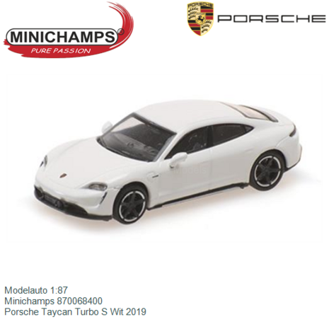 Modelauto 1:87 | Minichamps 870068400 | Porsche Taycan Turbo S Wit 2019