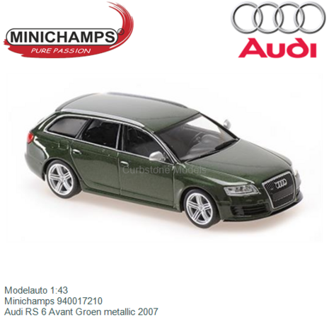Modelauto 1:43 | Minichamps 940017210 | Audi RS 6 Avant Groen metallic 2007