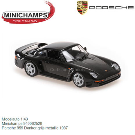 Modelauto 1:43 | Minichamps 940062520 | Porsche 959 Donker grijs metallic 1987
