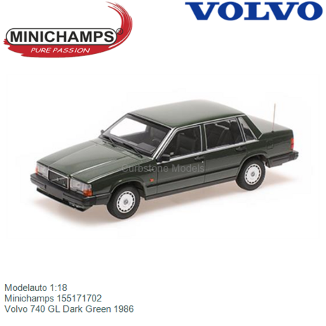 Modelauto 1:18 | Minichamps 155171702 | Volvo 740 GL Dark Green 1986