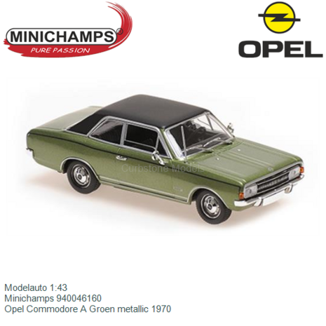 Modelauto 1:43 | Minichamps 940046160 | Opel Commodore A Groen metallic 1970