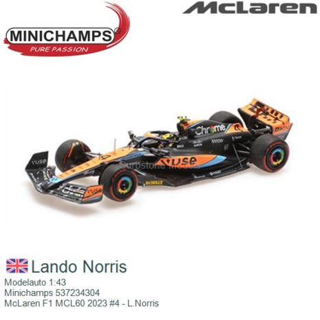 Modelauto 1:43 | Minichamps 537234304 | McLaren F1 MCL60 2023 #4 - L.Norris