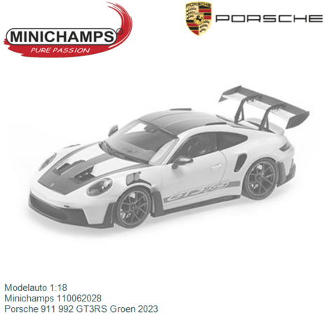 Modelauto 1:18 | Minichamps 110062028 | Porsche 911 992 GT3RS Groen 2023