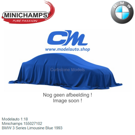 Modelauto 1:18 | Minichamps 155027102 | BMW 3 Series Limousine Blue 1993