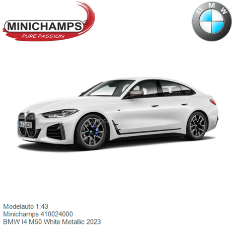 Modelauto 1:43 | Minichamps 410024000 | BMW I4 M50 White Metallic 2023