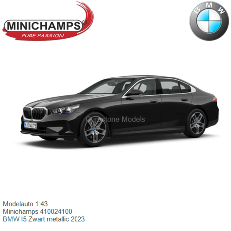 Modelauto 1:43 | Minichamps 410024100 | BMW I5 Zwart metallic 2023