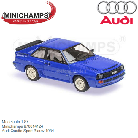 Modelauto 1:87 | Minichamps 870014124 | Audi Quatto Sport Blauw 1984