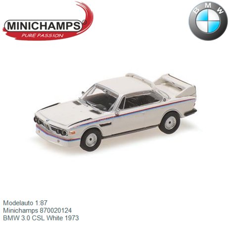 Modelauto 1:87 | Minichamps 870020124 | BMW 3.0 CSL White 1973