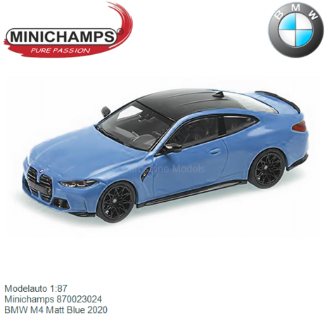 Modelauto 1:87 | Minichamps 870023024 | BMW M4 Matt Blue 2020