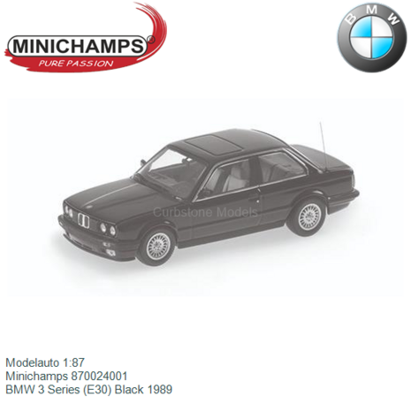 Modelauto 1:87 | Minichamps 870024001 | BMW 3 Series (E30) Black 1989
