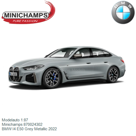 Modelauto 1:87 | Minichamps 870024302 | BMW I4 E50 Grey Metallic 2022