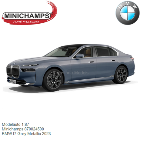 Modelauto 1:87 | Minichamps 870024500 | BMW I7 Grey Metallic 2023
