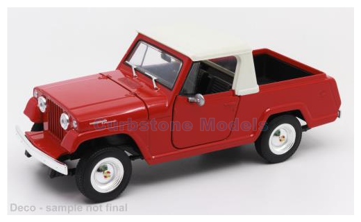 Modelauto 1:24 | Welly 24117RED | Jeep Jeepster Commando Pick-Up Rood