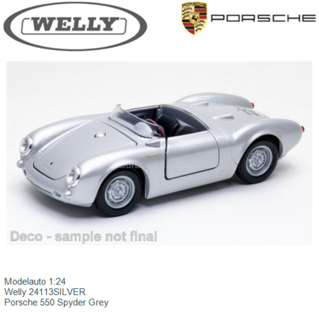 Modelauto 1:24 | Welly 24113SILVER | Porsche 550 Spyder Grey