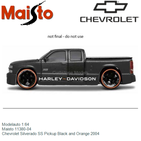 Modelauto 1:64 | Maisto 11380-04 | Chevrolet Silverado SS Pickup Black and Orange 2004