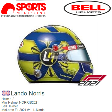 Helm 1:2 | Mini Helmet NORRIS2021 | Bell Helmet | McLaren F1 2021 #4 - L.Norris