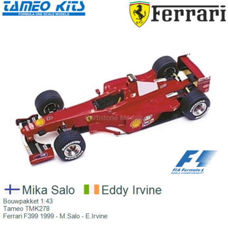 Bouwpakket 1:43 | Tameo TMK278 | Ferrari F399 1999 - M.Salo - E.Irvine