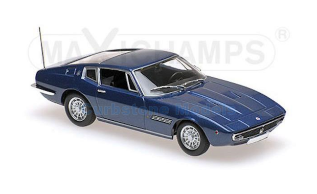 Modelauto 1:87 | Minichamps 870123021 | Maserati Ghibli Coupé Donker Blauw 1969