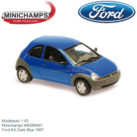 Modelauto 1:43 | Minichamps 940086401 | Ford KA Dark Blue 1997