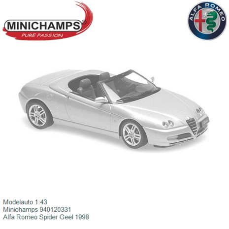 Modelauto 1:43 | Minichamps 940120331 | Alfa Romeo Spider Geel 1998