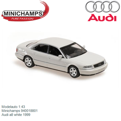 Modelauto 1:43 | Minichamps 940018801 | Audi a8 white 1999
