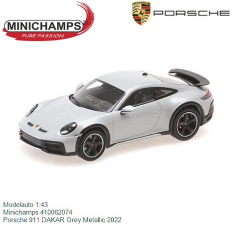 Modelauto 1:43 | Minichamps 410062074 | Porsche 911 DAKAR Grey Metallic 2022