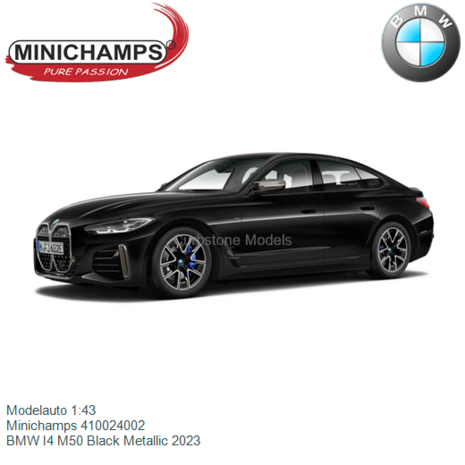 Modelauto 1:43 | Minichamps 410024002 | BMW I4 M50 Black Metallic 2023