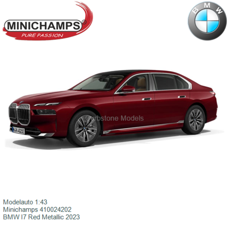 Modelauto 1:43 | Minichamps 410024202 | BMW I7 Red Metallic 2023
