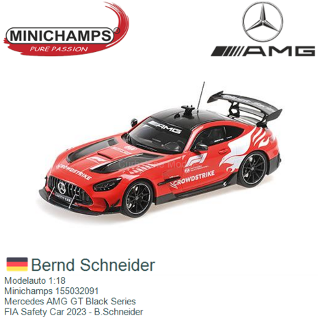 Modelauto 1:18 | Minichamps 155032091 | Mercedes AMG GT Black Series | FIA Safety Car 2023 - B.Schneider