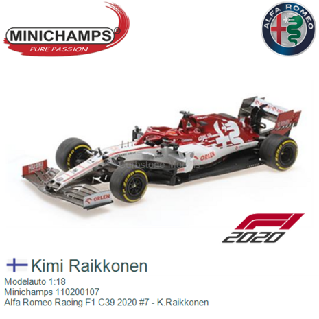 Modelauto 1:18 | Minichamps 110200107 | Alfa Romeo Racing F1 C39 2020 #7 - K.Raikkonen