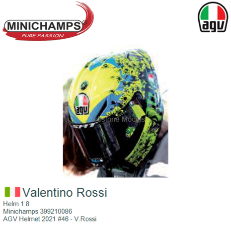 Helm 1:8 | Minichamps 399210086 | AGV Helmet 2021 #46 - V.Rossi