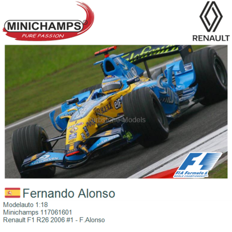 Modelauto 1:18 | Minichamps 117061601 | Renault F1 R26 2006 #1 - F.Alonso