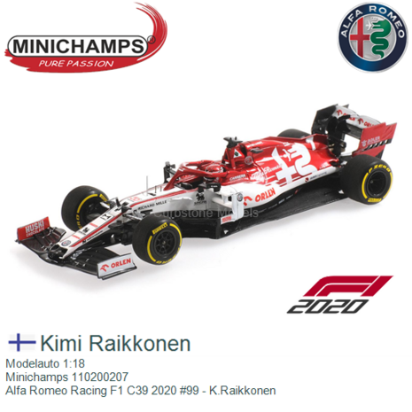 Modelauto 1:18 | Minichamps 110200207 | Alfa Romeo Racing F1 C39 2020 #99 - K.Raikkonen