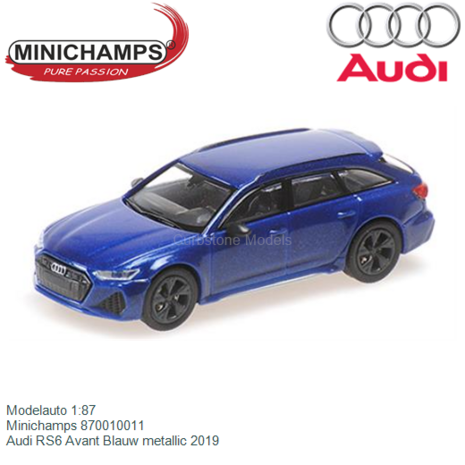 Modelauto 1:87 | Minichamps 870010011 | Audi RS6 Avant Blauw metallic 2019