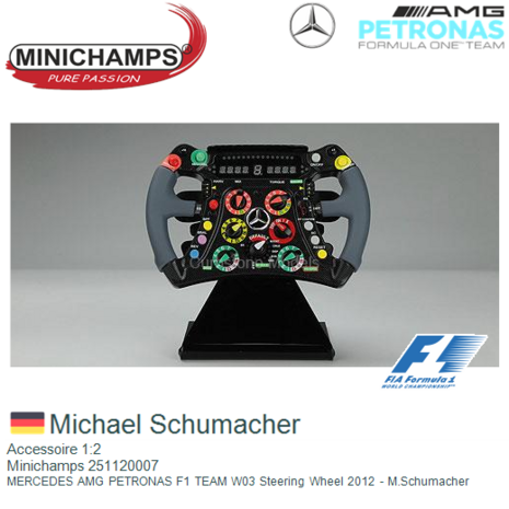 Accessoire 1:2 | Minichamps 251120007 | MERCEDES AMG PETRONAS F1 TEAM W03 Steering Wheel 2012 - M.Schumacher