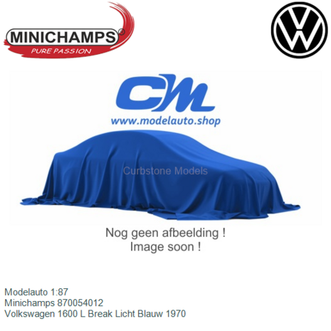 Modelauto 1:87 | Minichamps 870054012 | Volkswagen 1600 L Break Licht Blauw 1970
