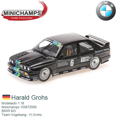 Modelauto 1:18 | Minichamps 155872006 | BMW M3 | Team Vogelsang - H.Grohs